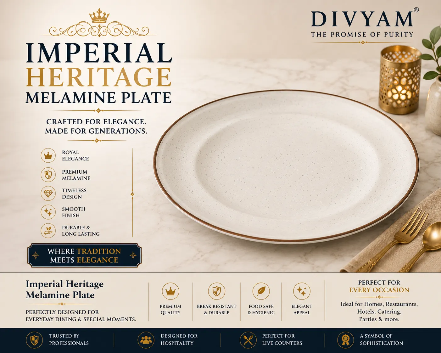 Imperial Heritage Melamine Full Plate presentation by D I V Y A M®